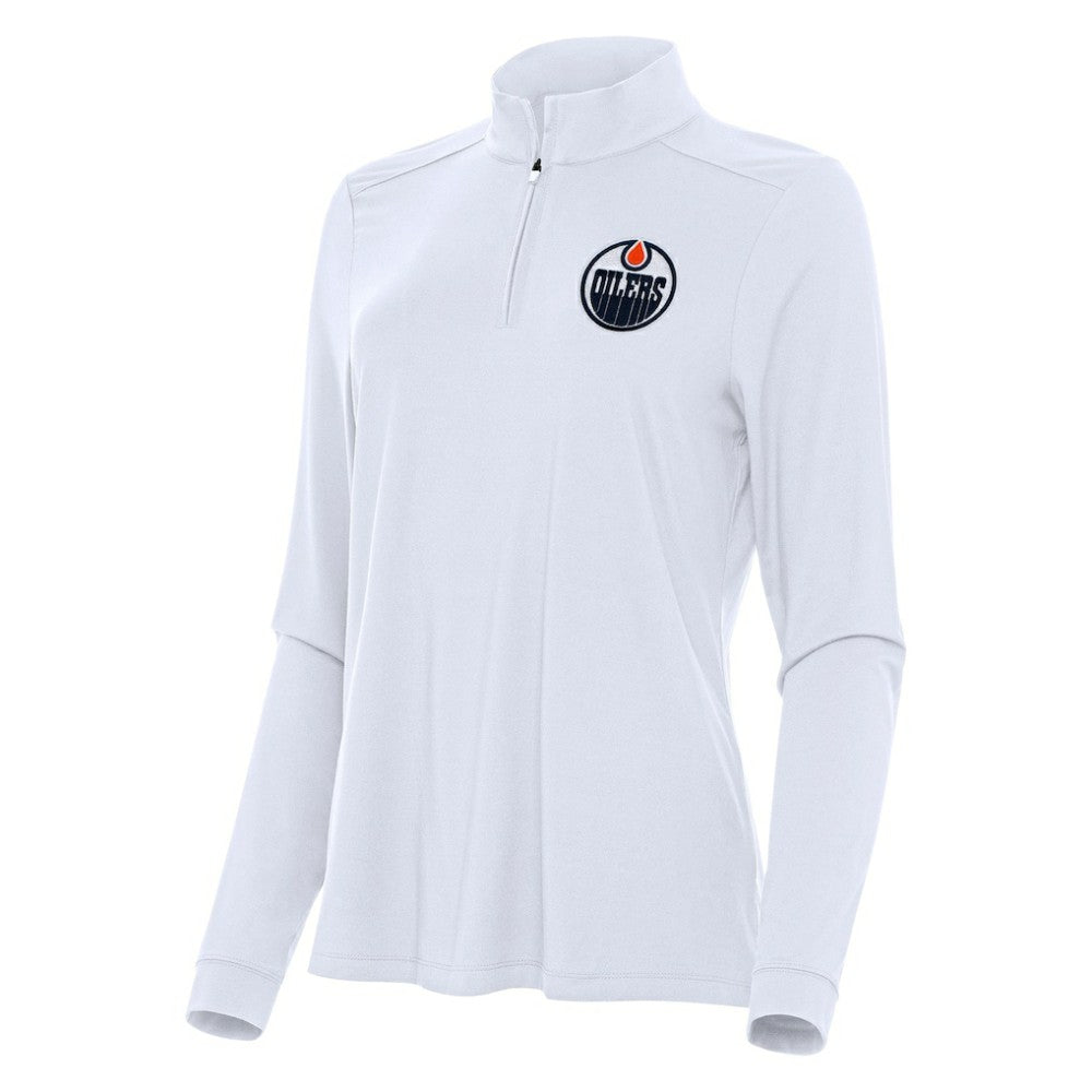 Edmonton Oilers - Antigua Women's Intent Quarter-Zip Top White