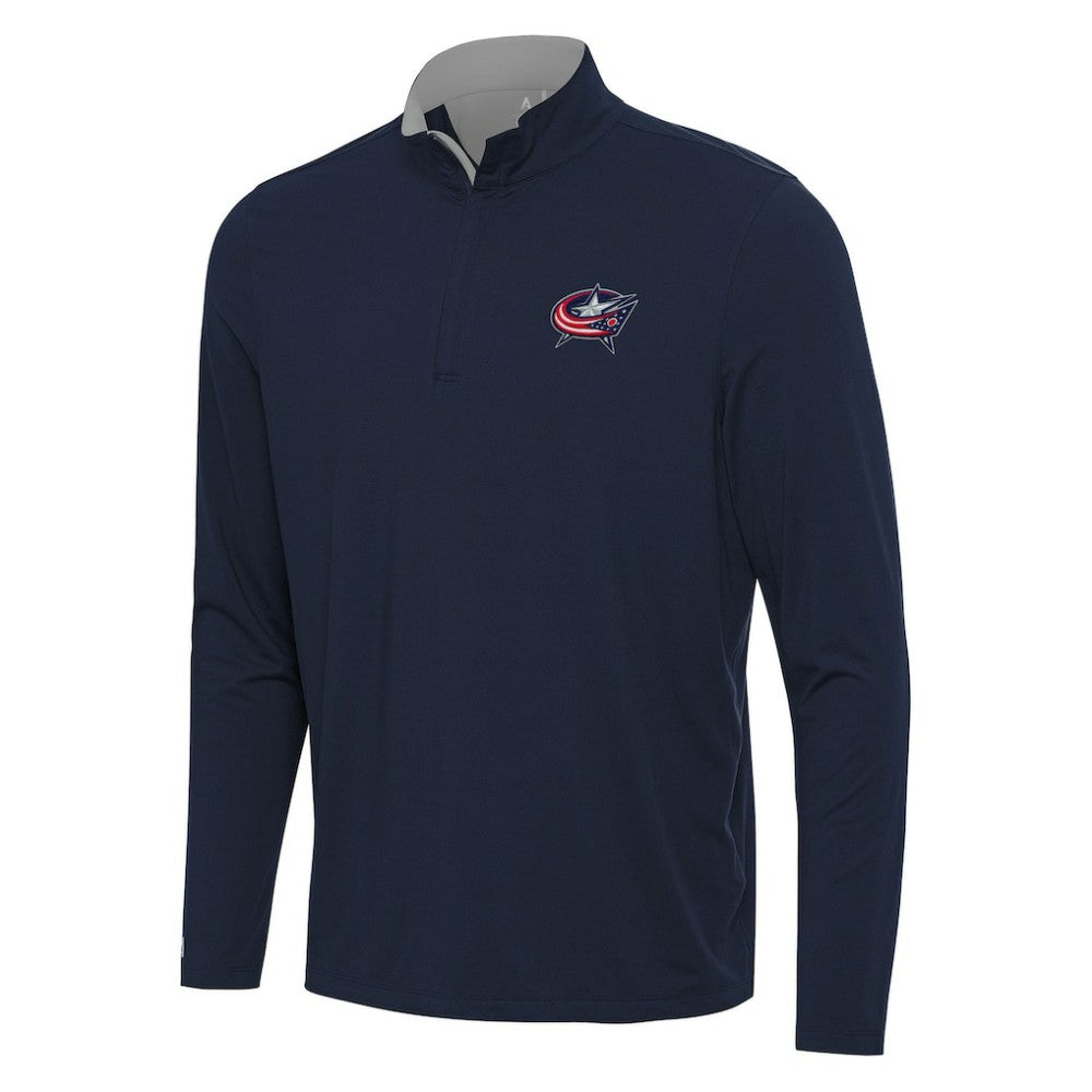 Columbus Blue Jackets - Antigua Content Quarter-Zip Pullover Top Navy/Gray