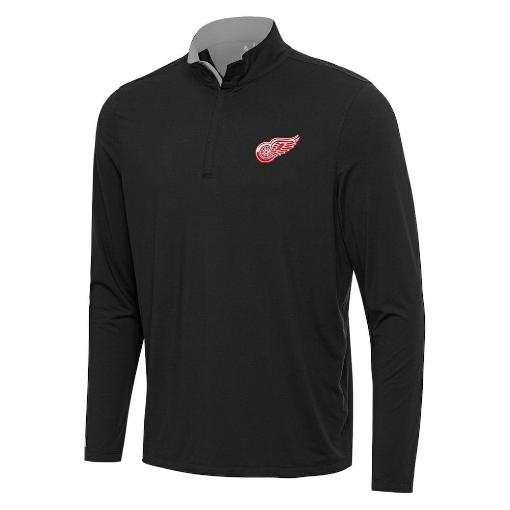 Detroit Red Wings - Antigua Content Quarter-Zip Pullover Top Black/Gray