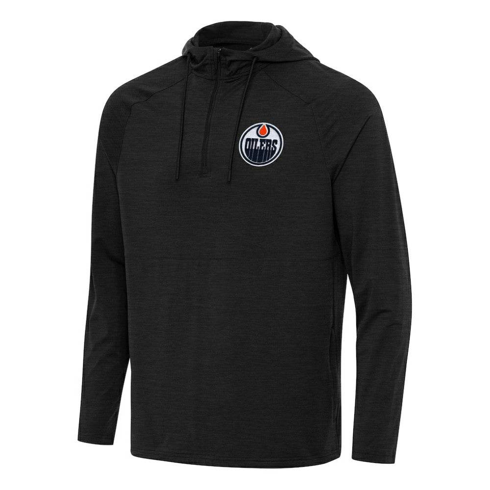 Edmonton Oilers - Antigua Spikes Quarter-Zip Hoodie Heather Black