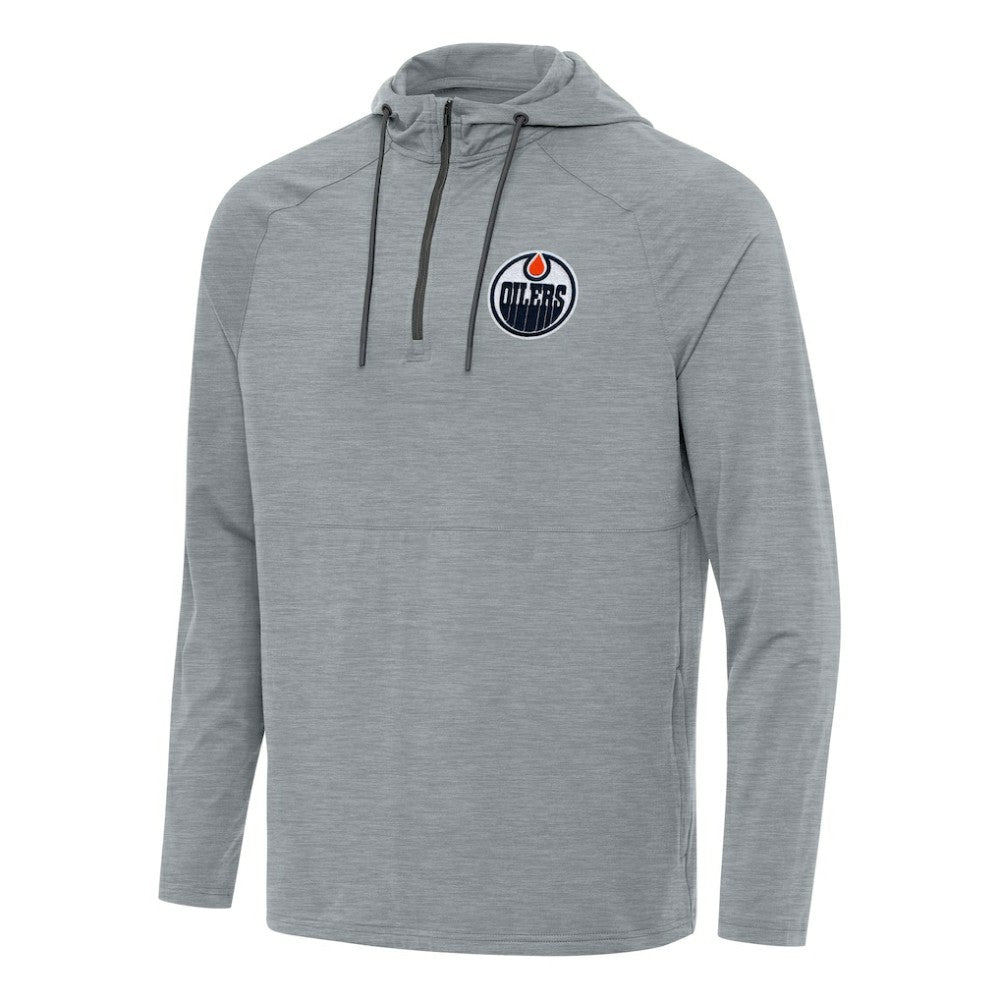 Edmonton Oilers - Antigua Spikes Quarter-Zip Hoodie Heather Gray