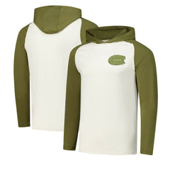 Montreal Canadiens - Antigua Intrepid Sand Raglan Long Sleeve Hoodie T-Shirt Cream/Olive