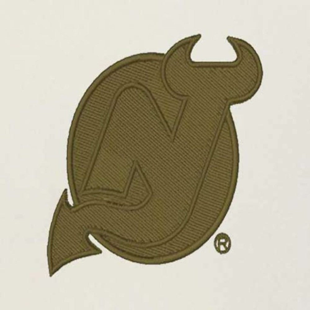 New Jersey Devils - Antigua Intrepid Sand Raglan Long Sleeve Hoodie T-Shirt Cream/Olive