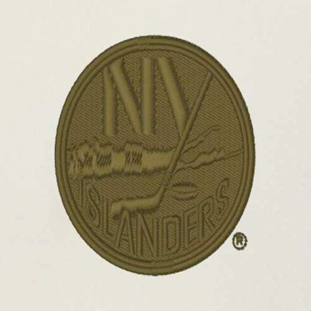 New York Islanders - Antigua Intrepid Sand Raglan Long Sleeve Hoodie T-Shirt Cream/Olive