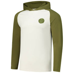 Edmonton Oilers - Antigua Intrepid Sand Raglan Long Sleeve Hoodie T-Shirt Cream/Olive