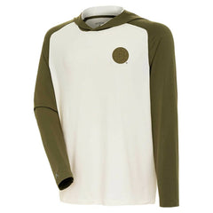 Boston Bruins Antigua Intrepid Sand Raglan Long Sleeve Hoodie T-Shirt Cream/Olive