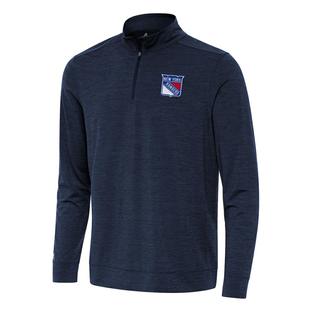 New York Rangers Antigua Bright Quarter-Zip Top Heather Navy