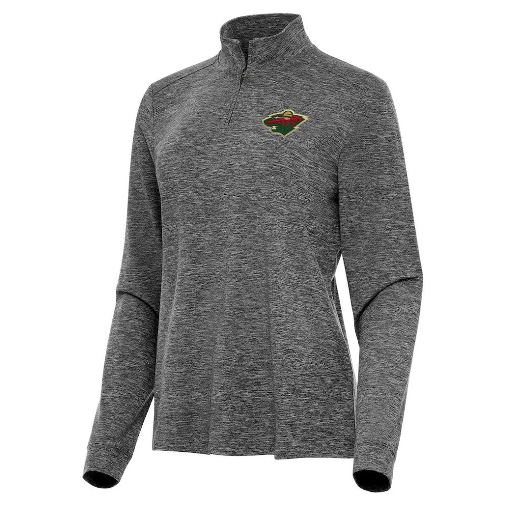Minnesota Wild - Antigua Women's Mentor Quarter-Zip Mock Long Sleeve Top Heather Black
