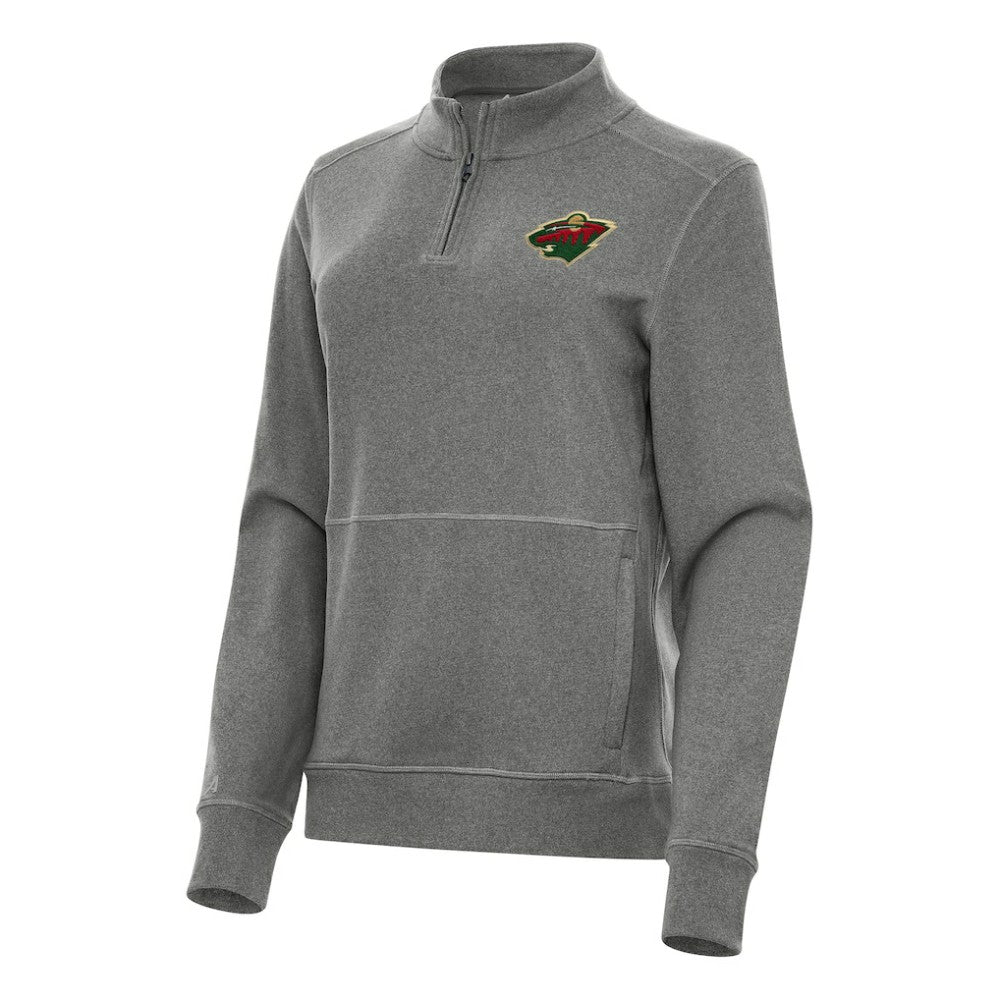 Minnesota Wild - Antigua Women's Crush Quarter-Zip Fleece Sweatshirt Heather Black