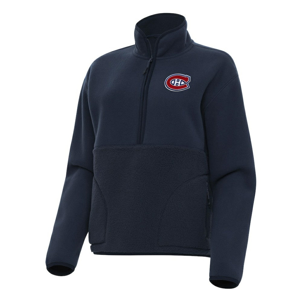 Montreal Canadiens - Antigua Women's Figure Half-Zip Pullover Sweatshirt Navy