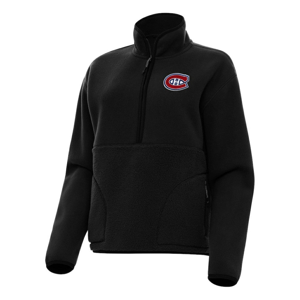 Montreal Canadiens - Antigua Women's Figure Half-Zip Pullover Sweatshirt Black