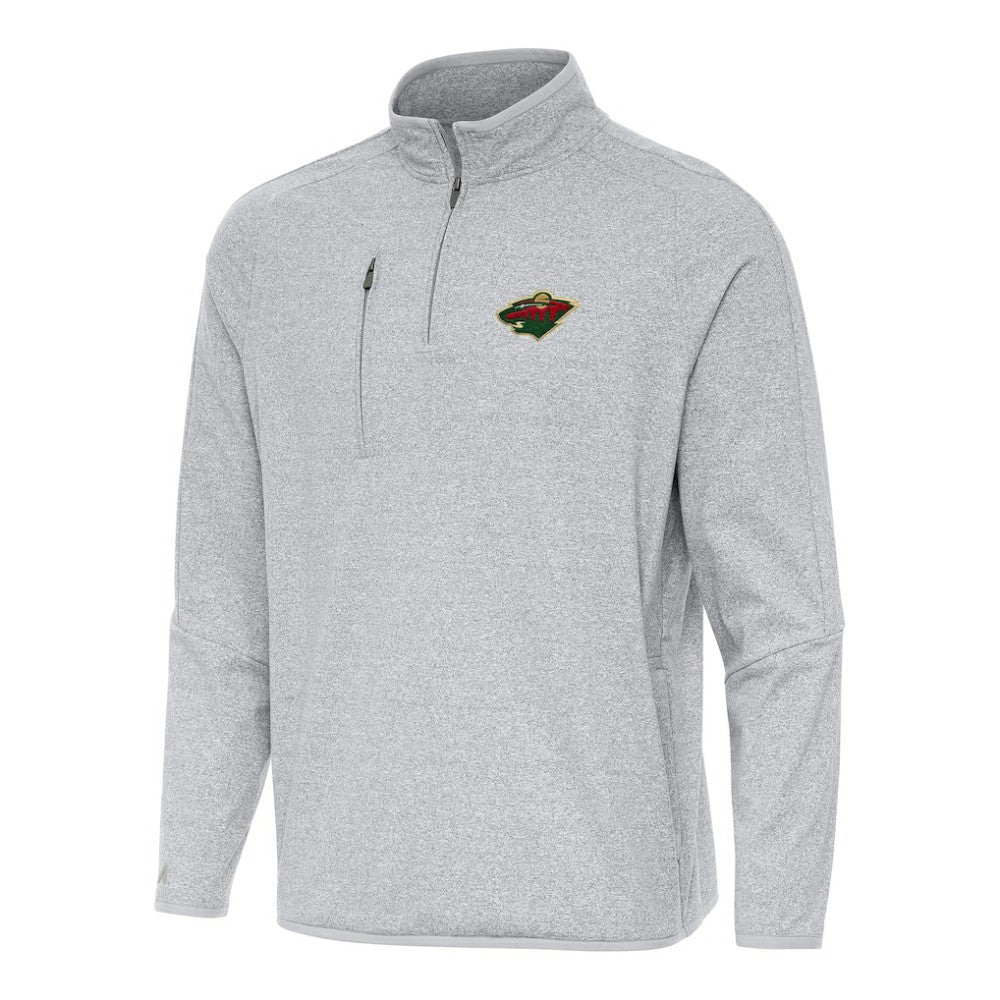 Minnesota Wild - Antigua Certain Quarter-Zip Tri-Blend Sweatshirt Heather Gray