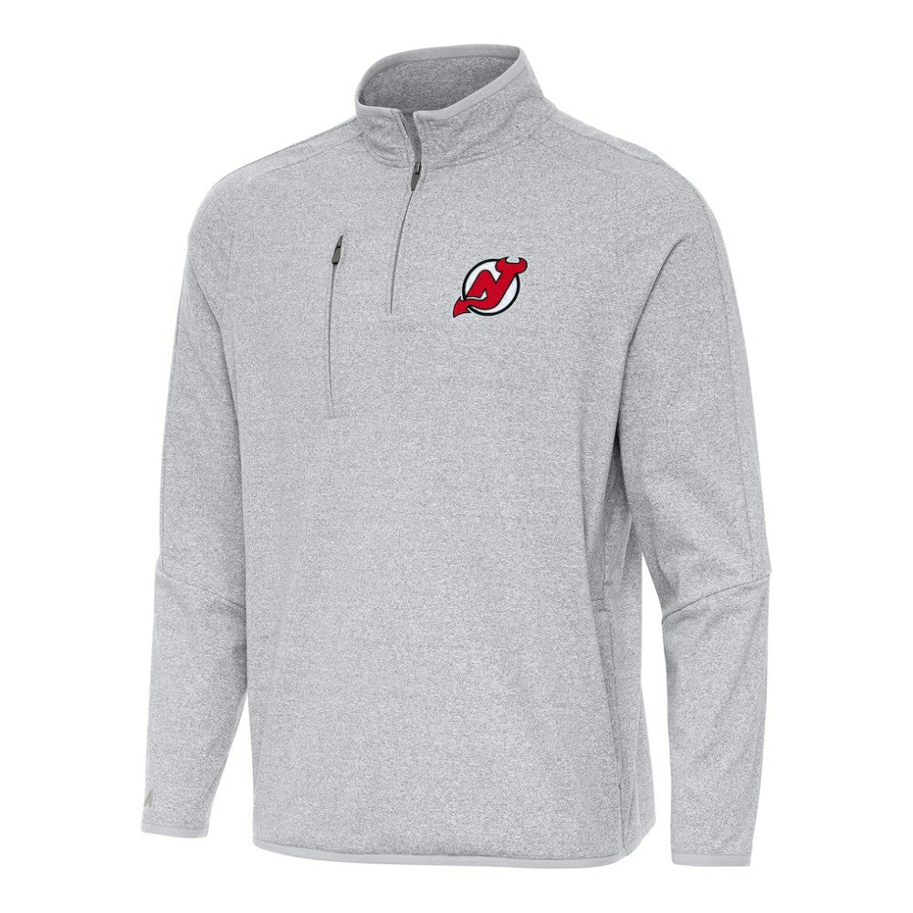 New Jersey Devils - Antigua Certain Quarter-Zip Tri-Blend Sweatshirt Heather Gray