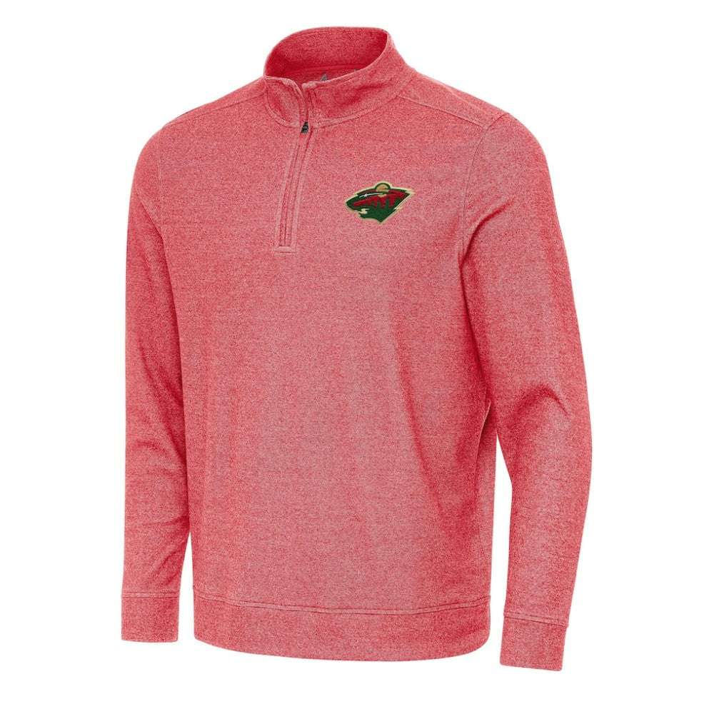 Minnesota Wild - Antigua Subtle Quarter-Zip Sweatshirt Heather Red
