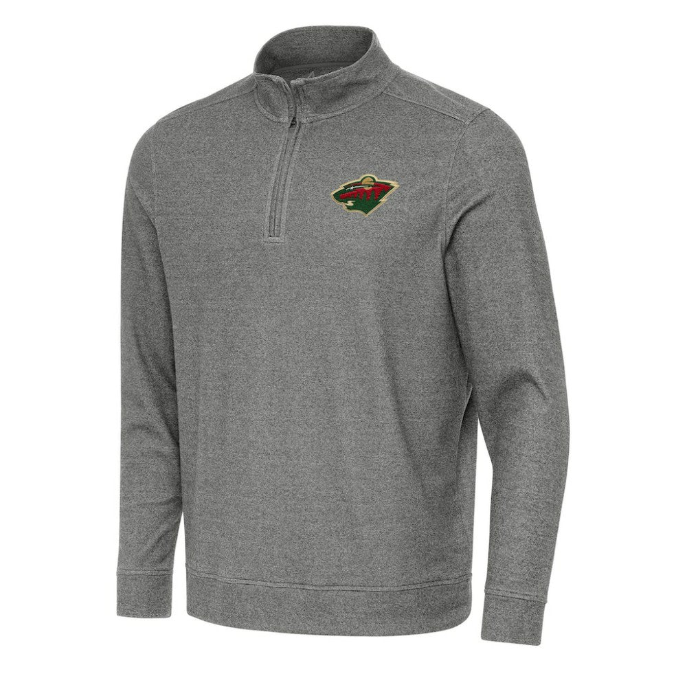 Minnesota Wild - Antigua Subtle Quarter-Zip Sweatshirt Heather Black