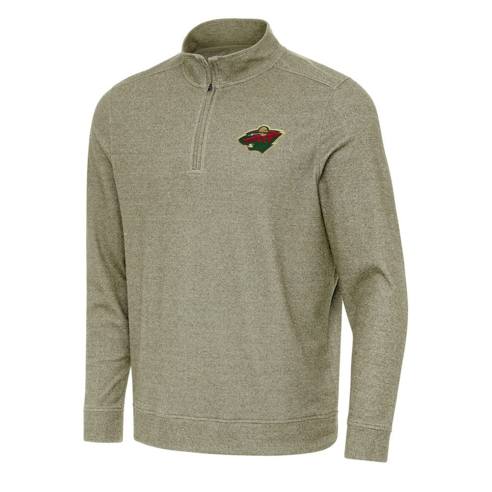 Minnesota Wild - Antigua Subtle Quarter-Zip Sweatshirt Olive