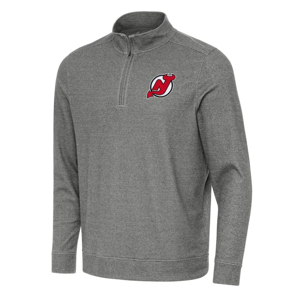 New Jersey Devils - Antigua Subtle Quarter-Zip Sweatshirt Heather Black