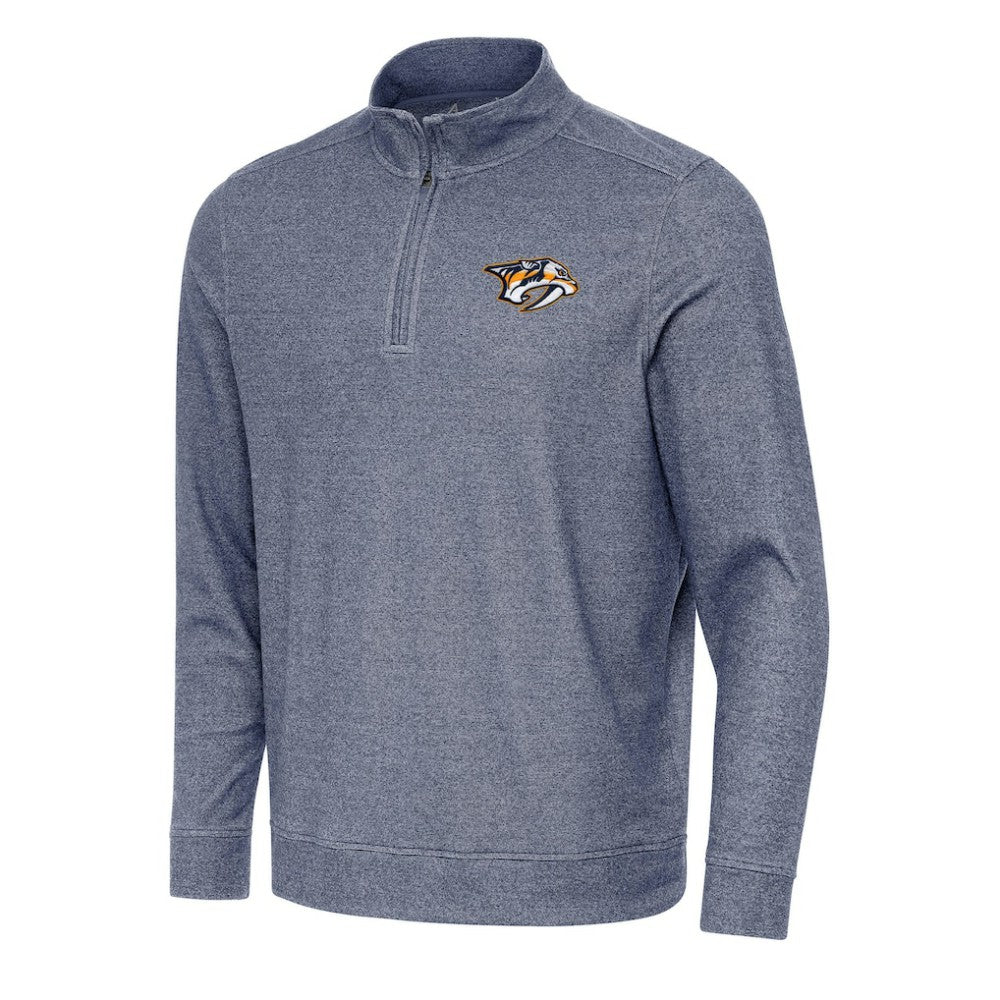 Nashville Predators - Antigua Subtle Quarter-Zip Sweatshirt Heather Navy