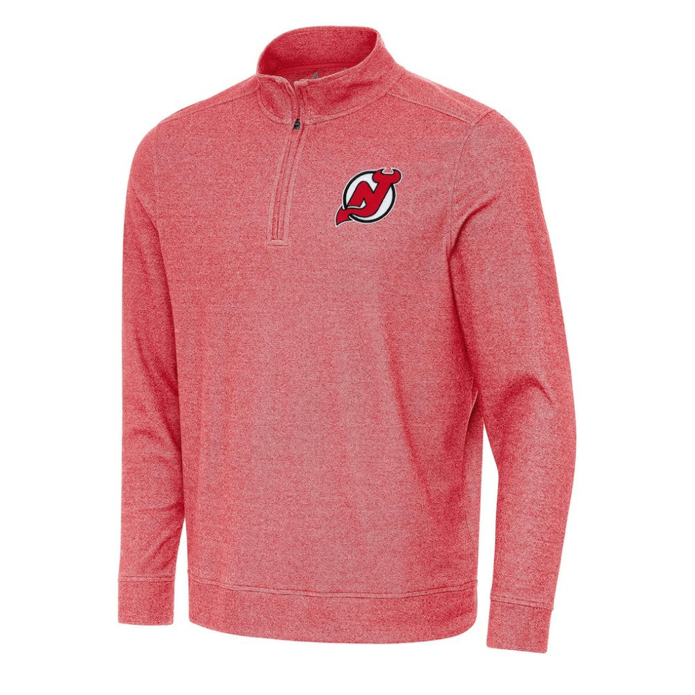 New Jersey Devils - Antigua Subtle Quarter-Zip Sweatshirt Heather Red