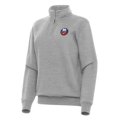 New York Islanders - Antigua Women's Victory Quarter-Zip Sweatshirt Heather Gray