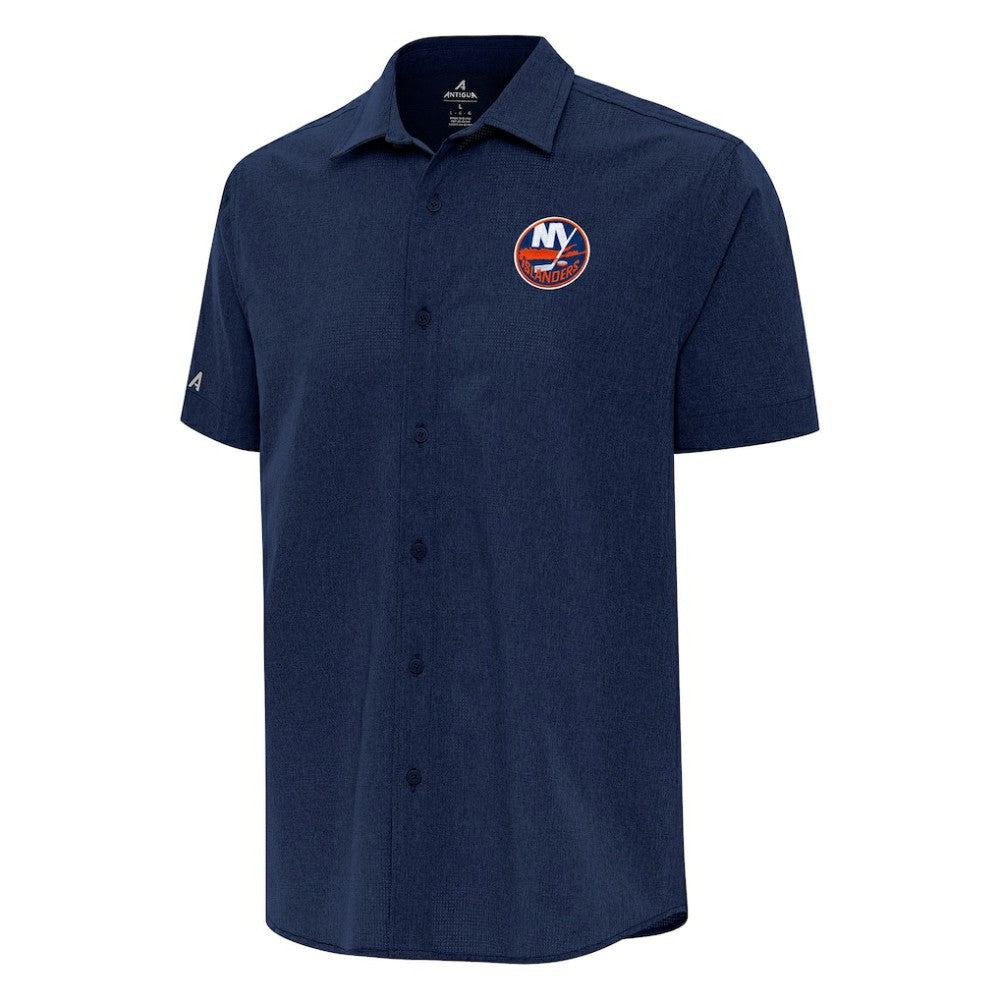 New York Islanders - Antigua Activate Woven Short Sleeve Button-Up Shirt Navy