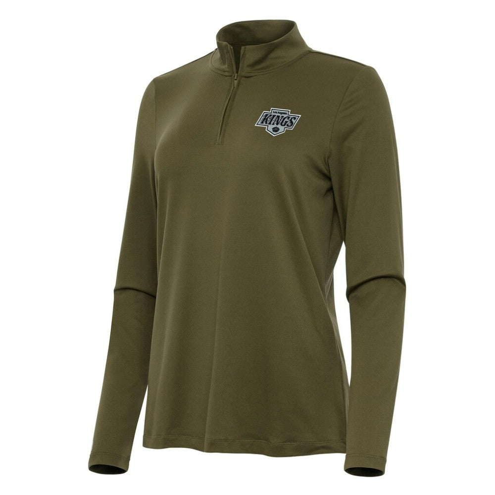 Los Angeles Kings - Antigua Women's Reprocess Quarter-Zip Top Olive