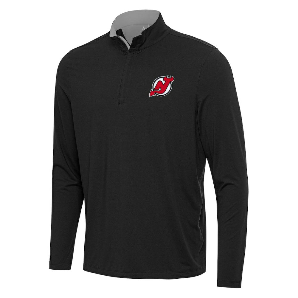 New Jersey Devils - Antigua Content Quarter-Zip Pullover Top Black/Gray