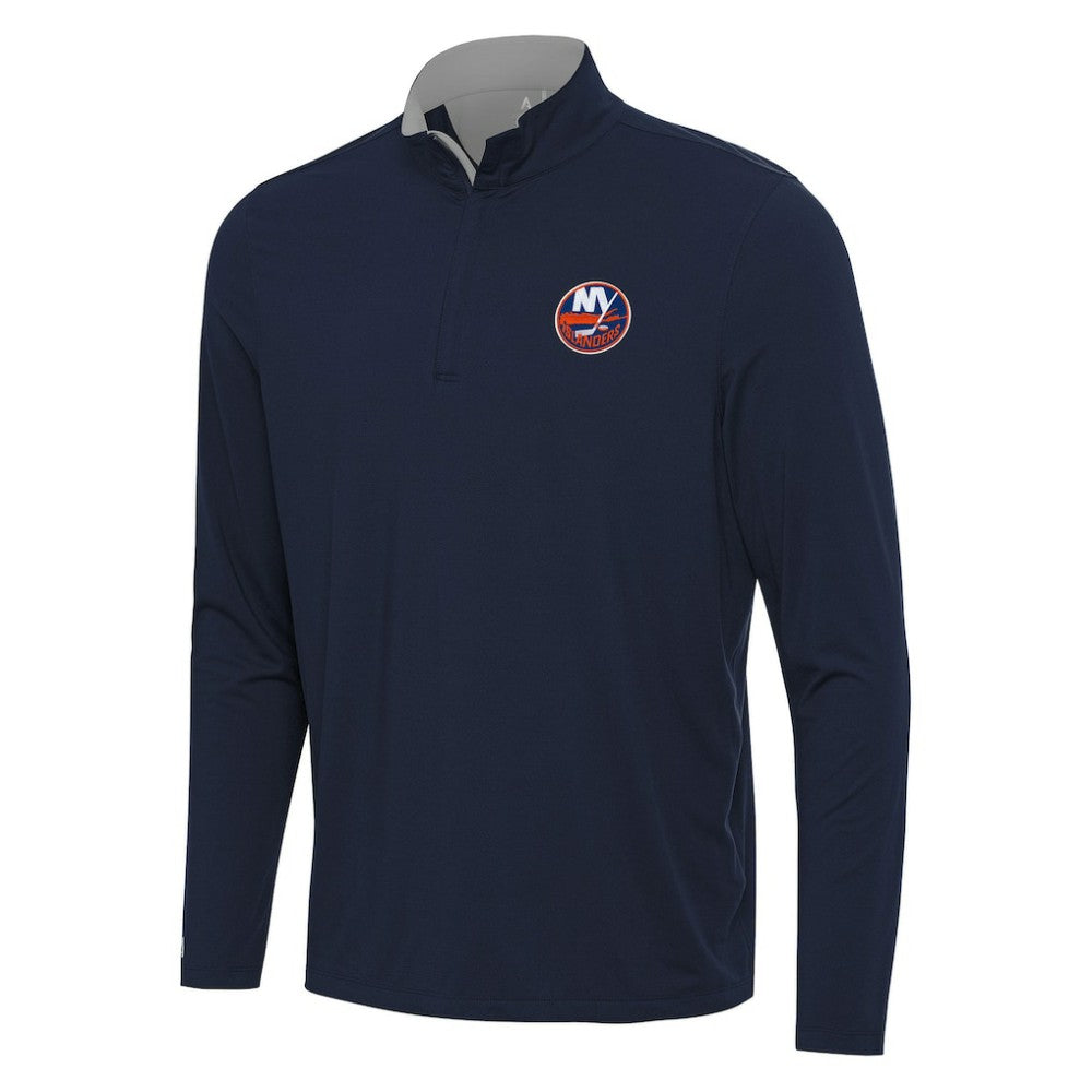 New York Islanders - Antigua Content Quarter-Zip Pullover Top Navy/Gray