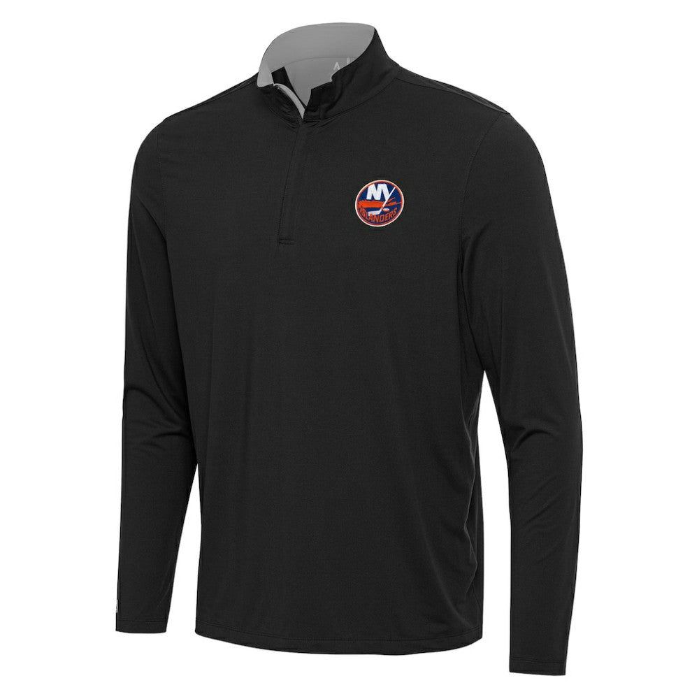 New York Islanders - Antigua Content Quarter-Zip Pullover Top Black/Gray