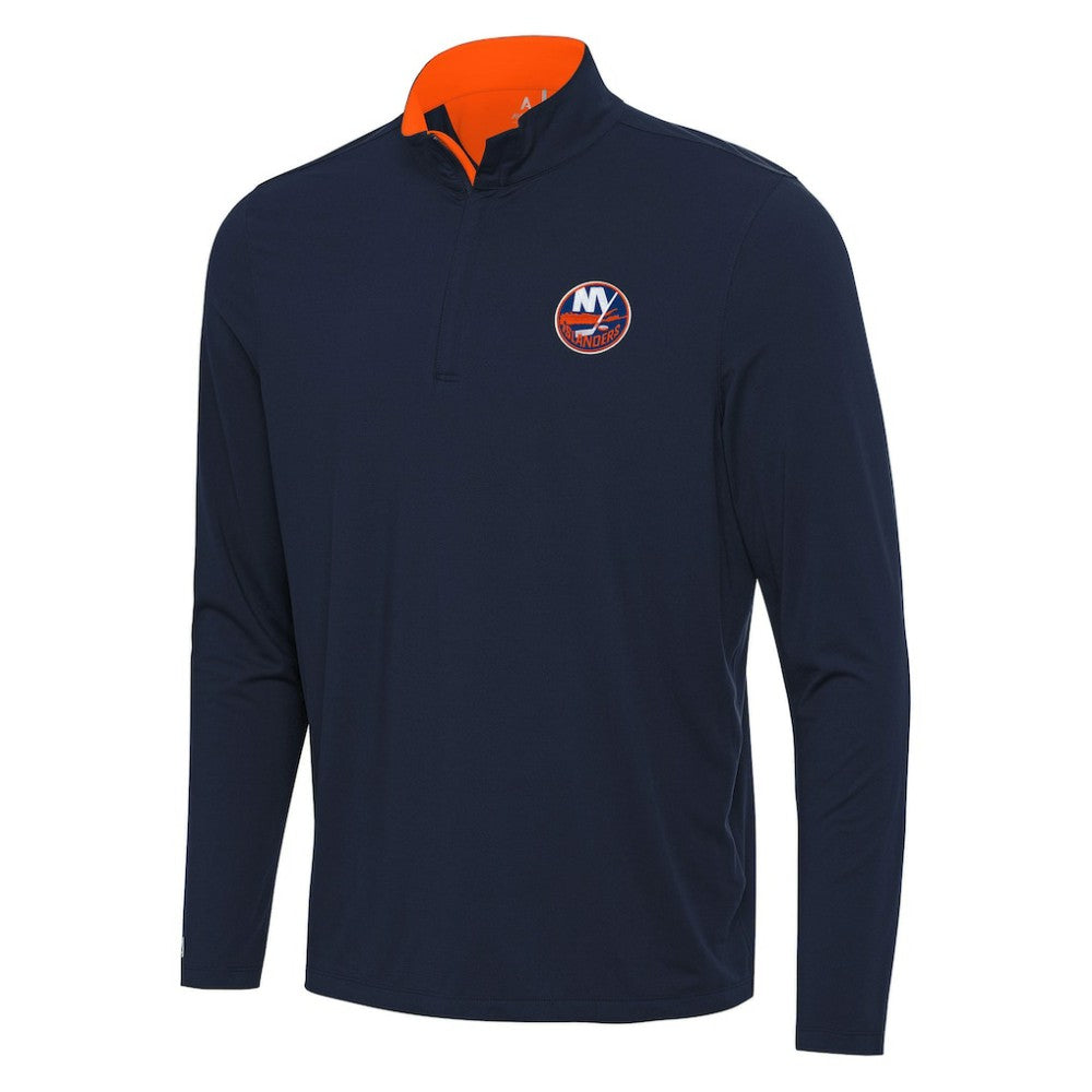 New York Islanders - Antigua Content Quarter-Zip Pullover Top Navy/Orange