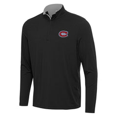 Montreal Canadiens - Antigua Content Quarter-Zip Pullover Top Black/Gray