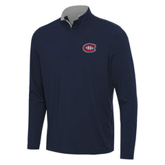 Montreal Canadiens - Antigua Content Quarter-Zip Pullover Top Navy/Gray