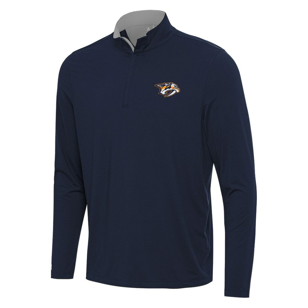 Nashville Predators - Antigua Content Quarter-Zip Pullover Top Navy/Gray