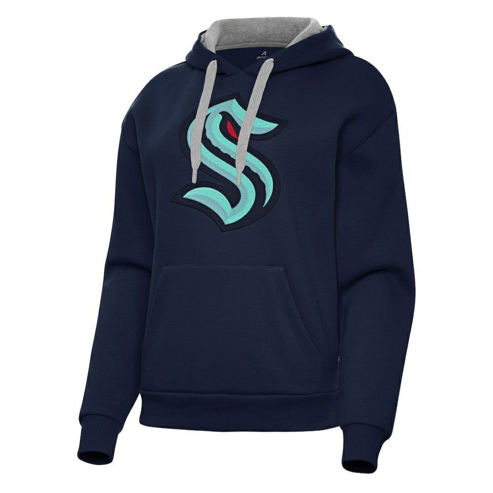 Seattle Kraken Antigua Women's Victory Pullover Hoodie Deep Sea Blue