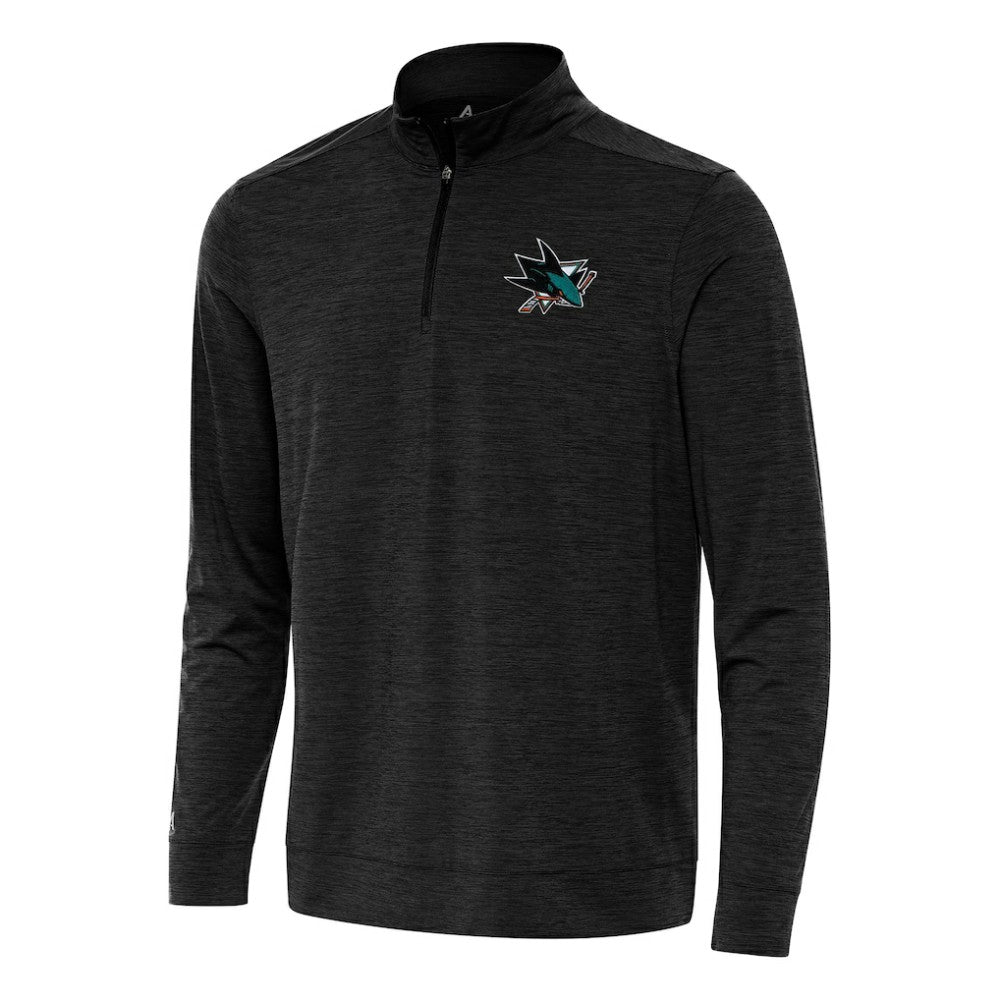 San Jose Sharks - Antigua Bright Quarter-Zip Top Heather Black