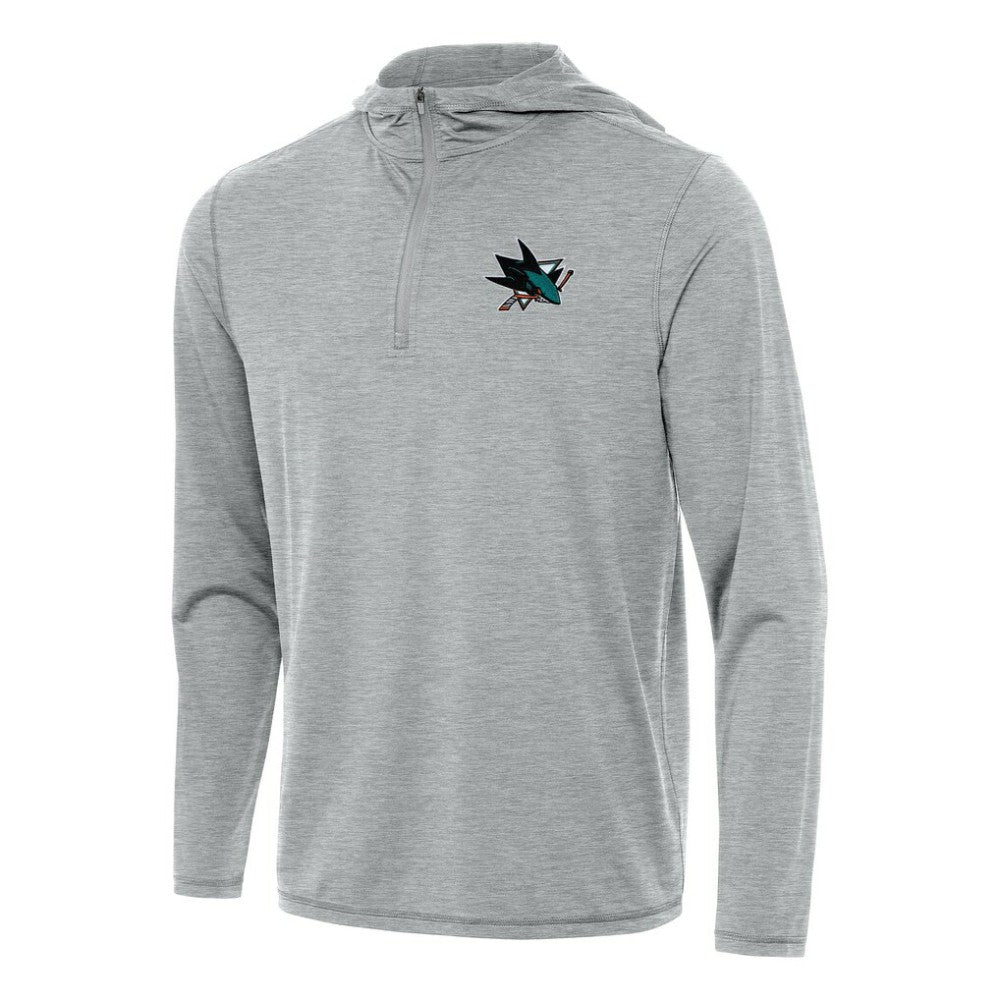 San Jose Sharks - Antigua Tidy Quarter-Zip Hoodie Heather Gray