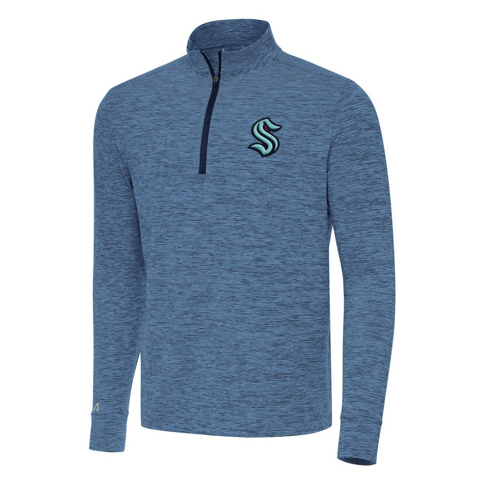 Seattle Kraken Antigua Cause Quarter-Zip Top Heather Navy