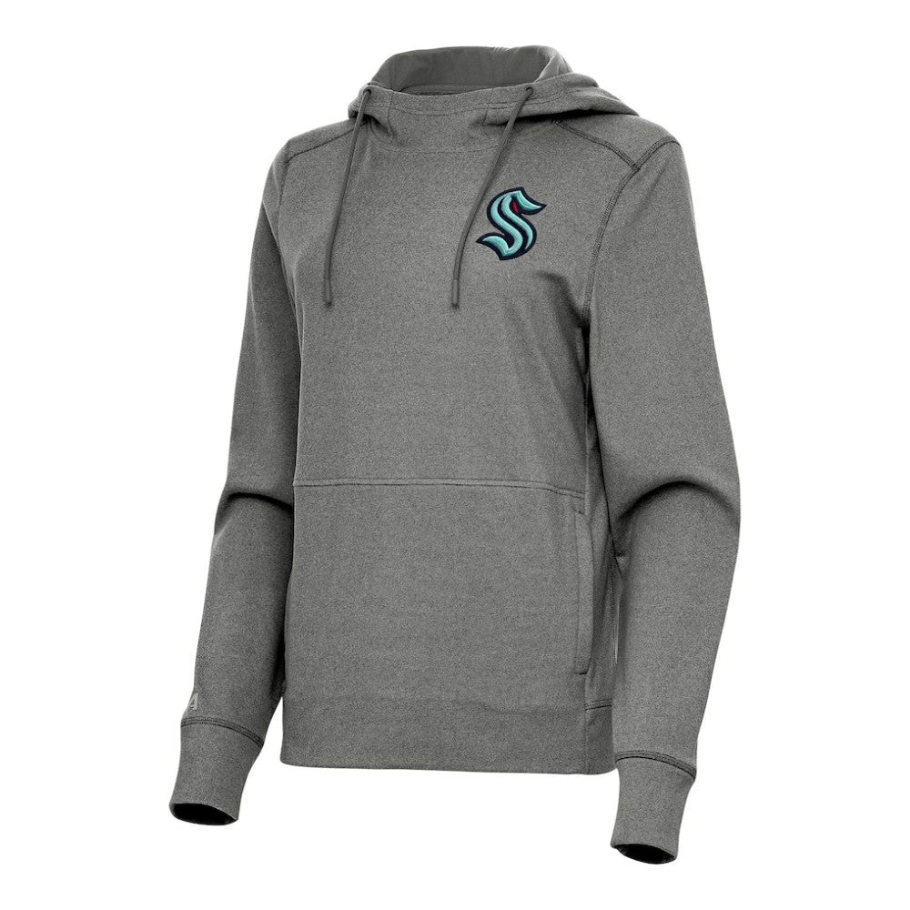 Seattle Kraken Antigua Women's Justice Pullover Hoodie Heather Black