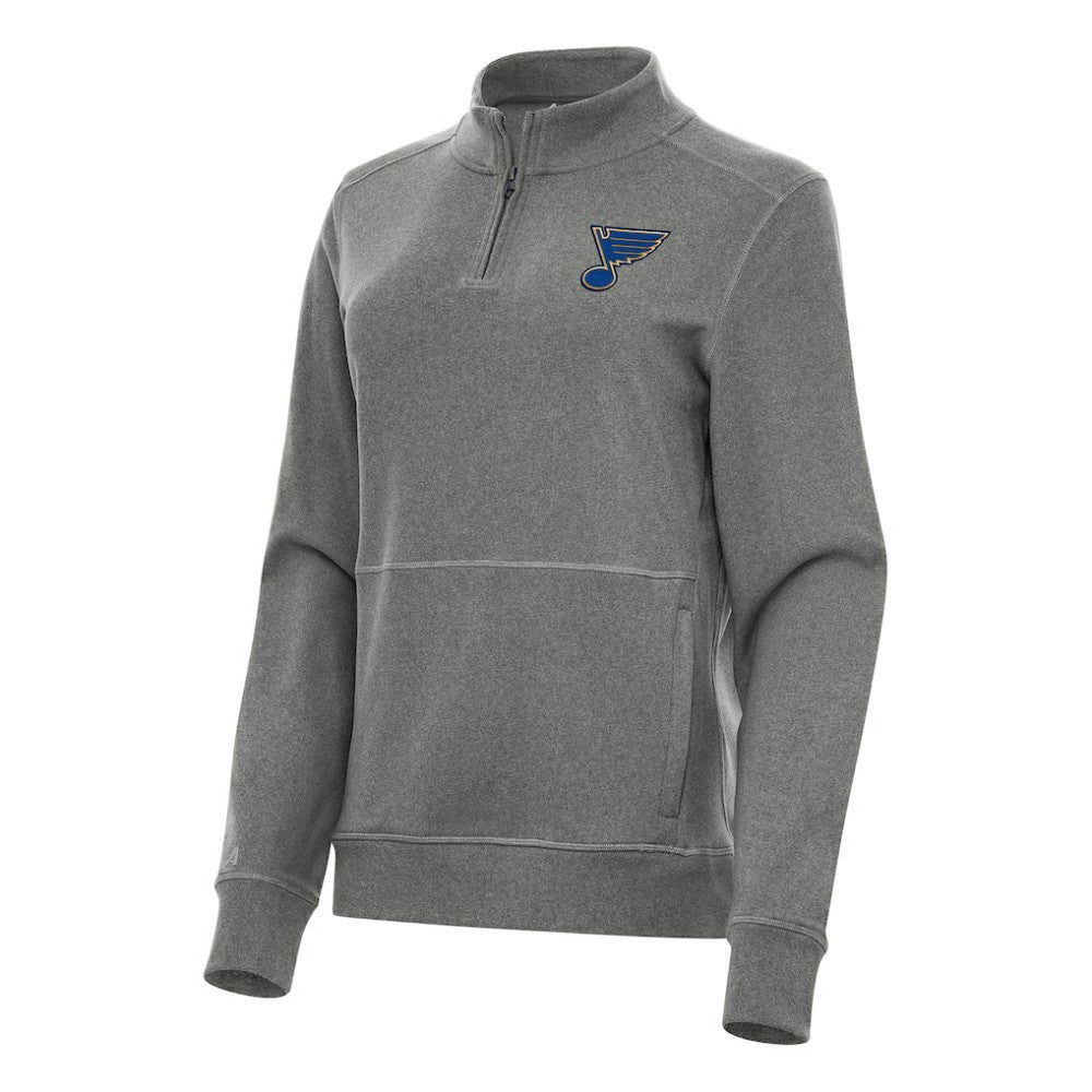 St. Louis Blues - Antigua Women's Crush Quarter-Zip Fleece Sweatshirt Heather Black