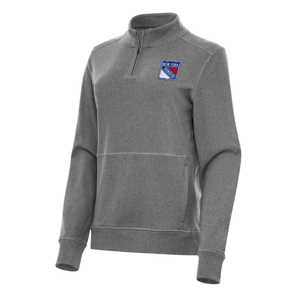 New York Rangers Antigua Women's Crush Quarter-Zip Fleece Sweatshirt Heather Black