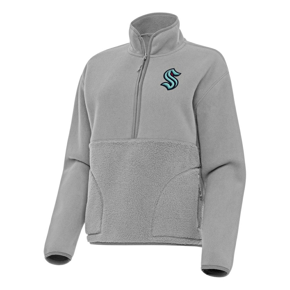 Seattle Kraken Antigua Women's Figure Half-Zip Pullover Sweatshirt Gray