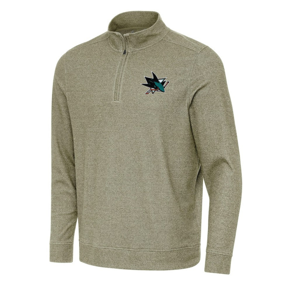 San Jose Sharks - Antigua Subtle Quarter-Zip Sweatshirt Olive