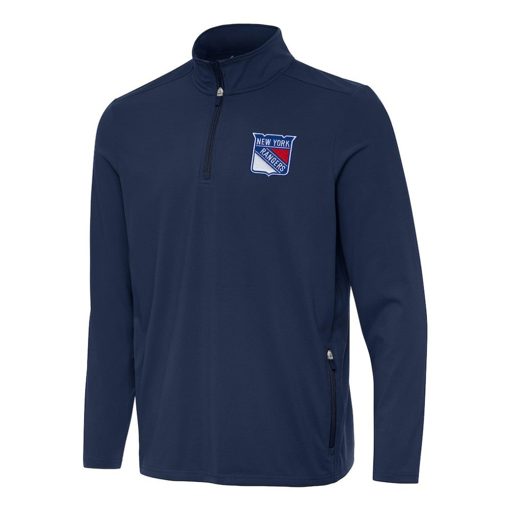 New York Rangers Antigua Perilous Quarter-Zip Sweatshirt Navy