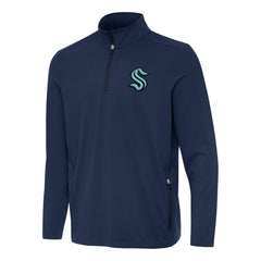 Seattle Kraken Antigua Perilous Quarter-Zip Sweatshirt Navy