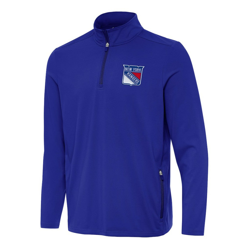 New York Rangers Antigua Perilous Quarter-Zip Sweatshirt Royal