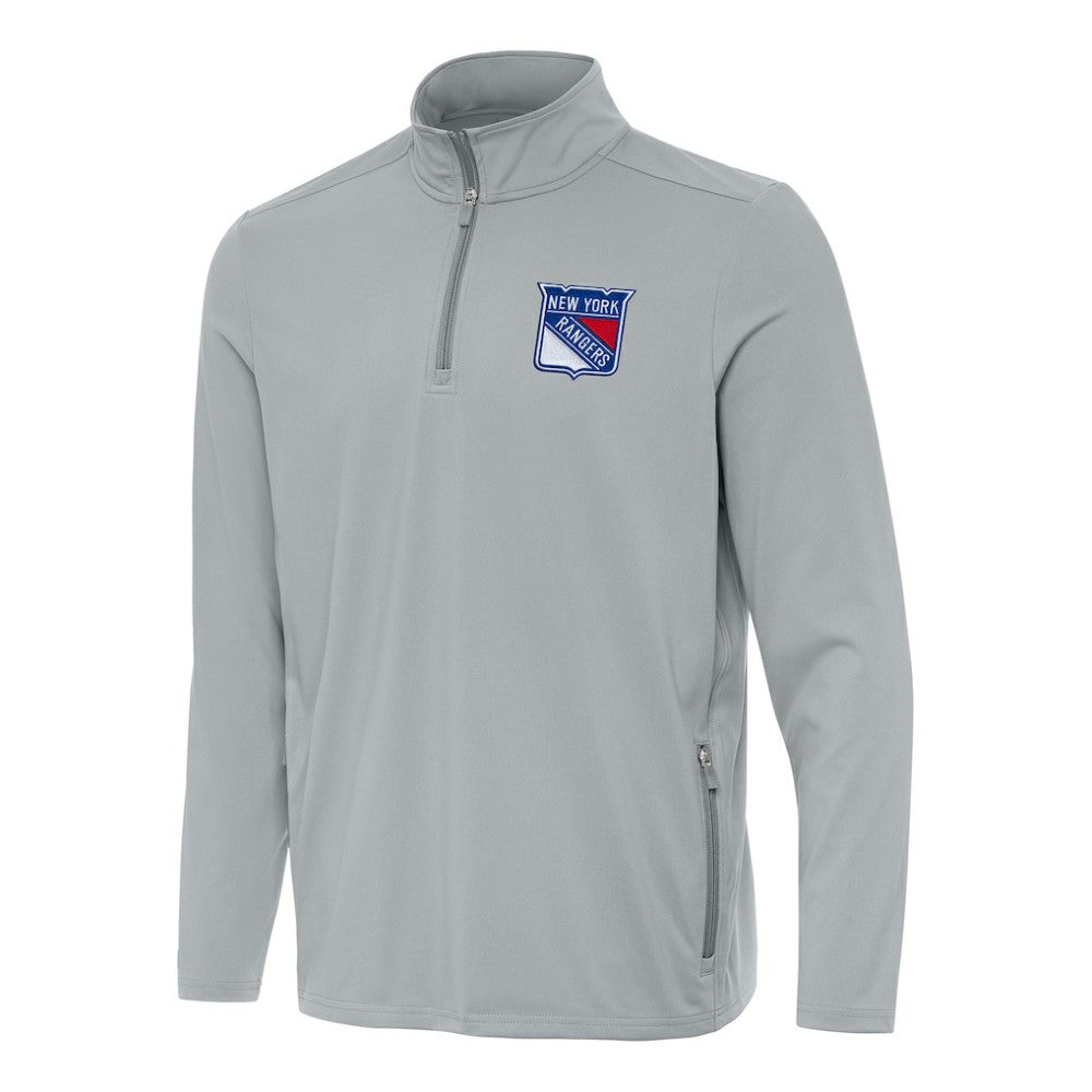 New York Rangers Antigua Perilous Quarter-Zip Sweatshirt Gray