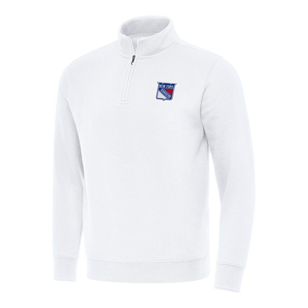 New York Rangers Antigua Victory Quarter-Zip Mock Sweatshirt White