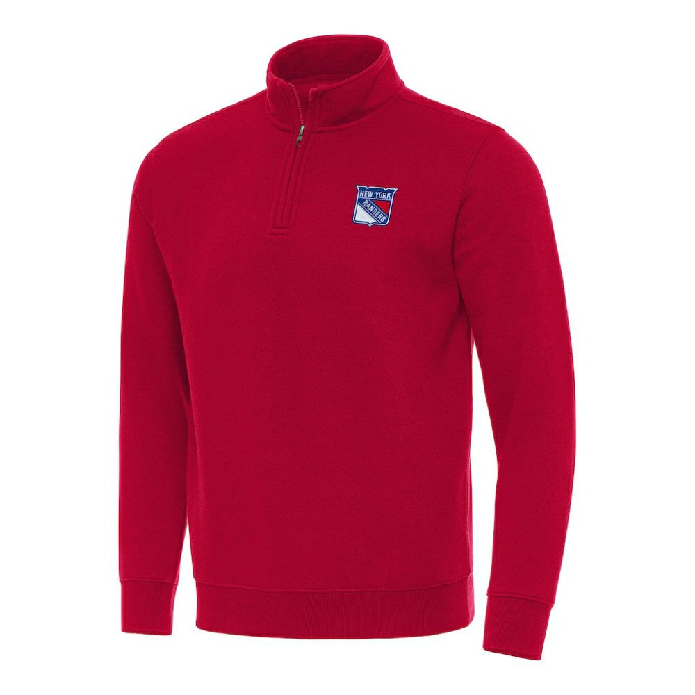 New York Rangers Antigua Victory Quarter-Zip Mock Sweatshirt Red