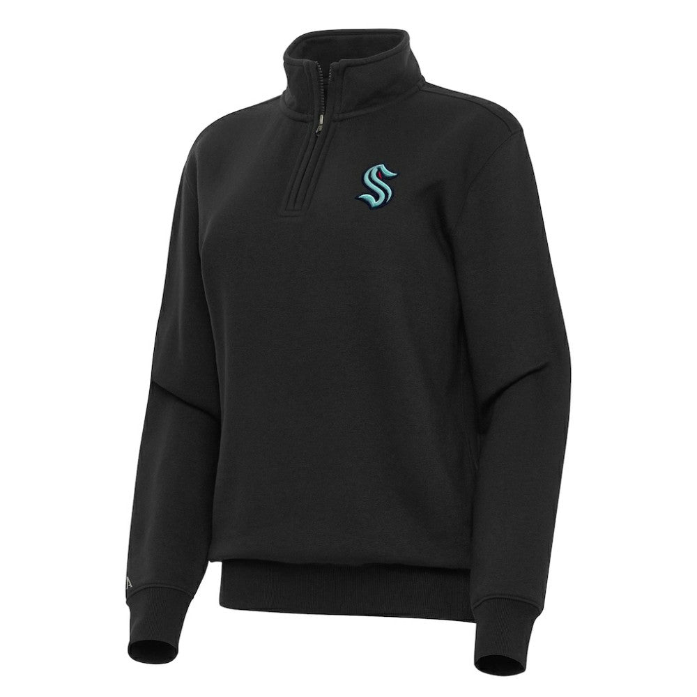 Seattle Kraken Antigua Women's Victory Quarter-Zip Sweatshirt Black
