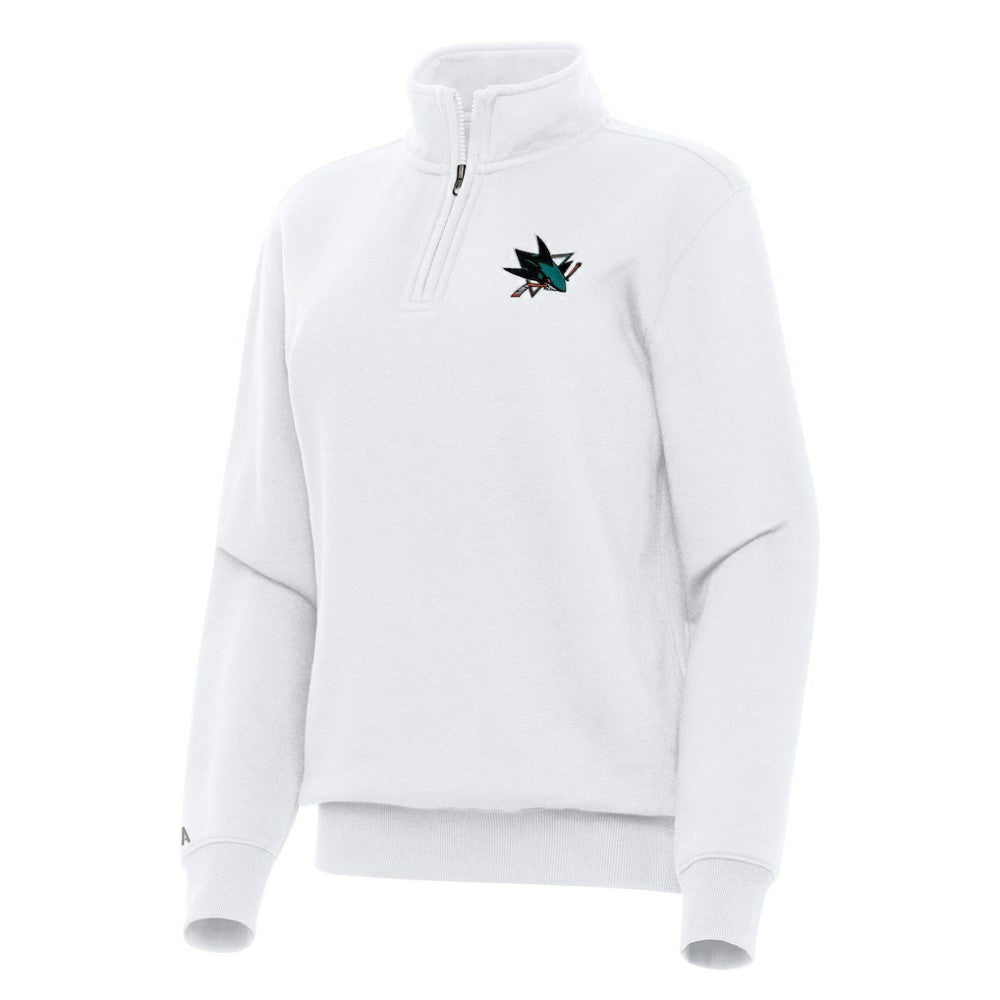 San Jose Sharks - Antigua Women's Victory Quarter-Zip Sweatshirt White